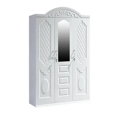 Peb Qhov Rooj Embossed Hlau Wardrobe