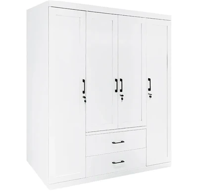 Dawb 4-qhov rooj Wardrobe